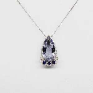 Halskette Infije Weißgold 18k mit Diamant, Beryll und Saphiren blau - Bild 1 von 4