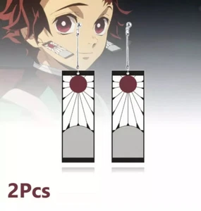 Demon Slayer Ohrringe - Tanjiro Ohrringe Hanafuda Cosplay Kostüm - US-Versand - Bild 1 von 9