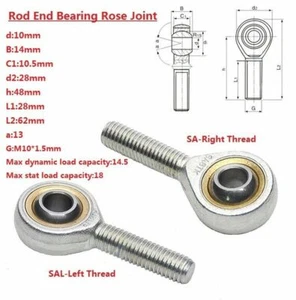 M10*1.5 Male Rod End Bearing Rose Joint Right/Left Hand Thread SA10T/K SAL10T/K - Picture 1 of 4