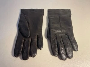 Vintage Black Mens Leather Wool Lined Gloves size 7 Made in Italy Winter Driving - Picture 1 of 7
