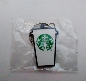 Schlüsselanhänger Starbucks weiß Kaffeetasse Getränk Metall Spruch Meerjungfrau neu - Bild 1 von 3