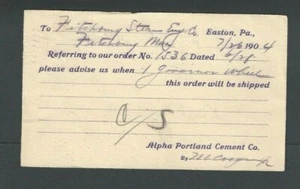 1904 PC EASTON PA ALPHA PORTLAND CEMENTO CO - Foto 1 di 1