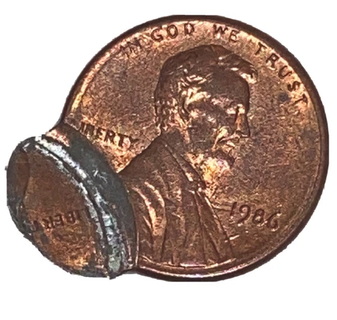 1986 Penny EXTREME Off Struck U.S. Mint Error Cover