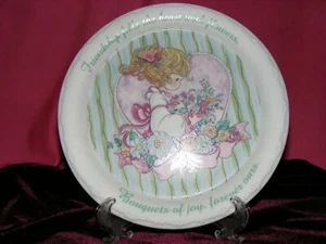 Enesco 2001 Precious Moments Girl With Flowers Decorative Plate w/ Stand 853097 - Picture 1 of 6