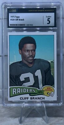 1975 Topps Football #524 Cliff Branch Rookie RC NM HOF Oakland Raiders CSG 5!  - Image 1 of 2