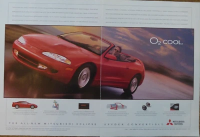 Mitsubishi Eclipse Spyder 1996 convertible rojo O2 velocidad fría anuncio impreso vintage Foto 1 de 4