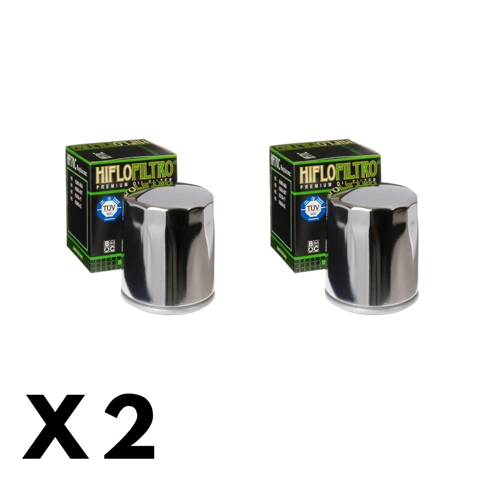 2 Pack Hiflo Chrome Oil Filter for Harley 1340 Softail Custom 80/FXSTC 1987-1998 - image 1 of 1