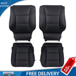 Fit 1998-07 Toyota Land Cruiser Front Bottom & Top Back Leather Seat Cover black