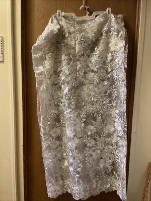 Encaje Elástico Bordado Blanco/Plateado Sobre Herramienta Red Floral Hoja Borde Leer Descripción Foto 1 de 4