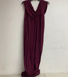 24Seven Women's Sleeveless Empire Waist V-Neck Maxi Dress Size 2X Color: Wine - Picture 1 of 15