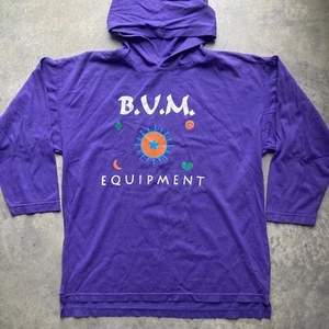 Vintage B.U.M. Equipment Hooded T-Shirt Youth Large 14 Purple Long Sleeve 90’s - Picture 1 of 6
