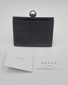 GUCCI targhetta Porta Indirizzo In Pelle Marrone scuro per borsa ,valigia, etc. - Picture 1 of 10