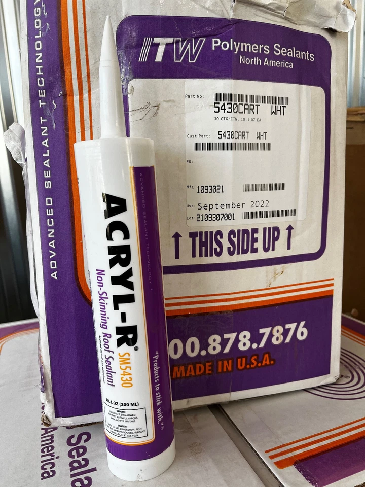 ACRYL-R SM5430 Non-Skinning Roof Sealant - 1 case of 30 tubes 10.1 oz. each tube
