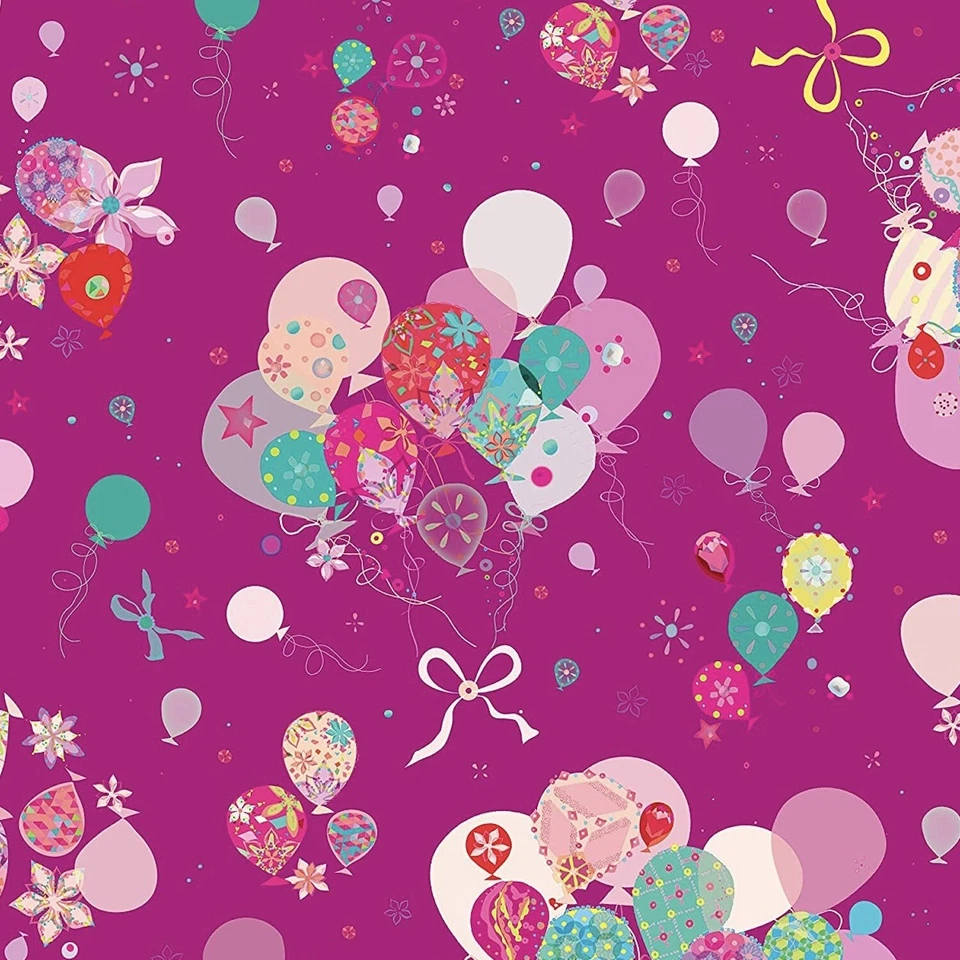 Let's Celebrate Ramo de Globos Púrpura 100% Algodón Tela por Yarda Foto 1 de 1