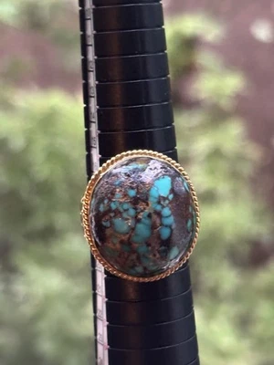 Anillo turquesa oro 18k. 13,5 gramos. Talla 8,5. Ver fotos. Foto 1 de 4