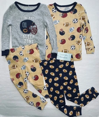 Nuevo con etiquetas Pijama Cutie Pie FÚTBOL FÚTBOL “ZONA DE SUEÑO” para niños pequeños 4 piezas 12m 4T partido $38 Foto 1 de 4
