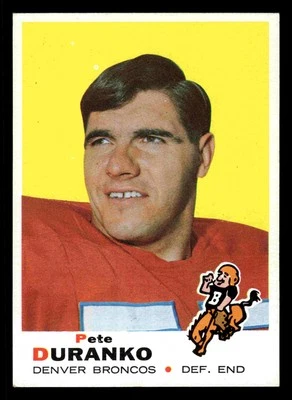 1969 Topps Pete Duranko RC #182 - Denver Broncos - Image 1 of 2