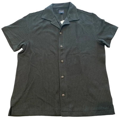 NWT J.Crew Factory Men's Sz S Black Short-Sleeve Textured Camp Shirt CJ136 - Image 1 of 4