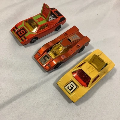 USED  lot of 3 MATCHBOX SUPERFAST - LAMBORGHINI COUNTACH - YELLOW red orange  - Image 1 of 4