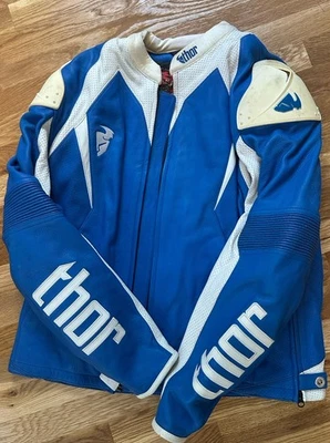 THOR LEATHER ARMORED MOTORCYCLE JACKET SIZE XL + LINER — 第 1/4 张图片