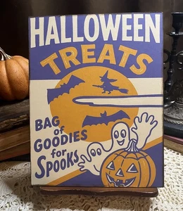 Halloween Treats, Retro Handcrafted Plaque / Sign - Picture 1 of 3