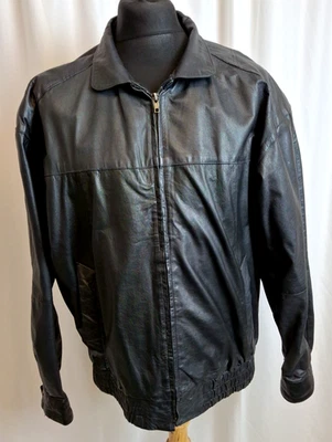 Vintage Retro Leather Jacket Smart Casual Black Large E4425 - Image 1 of 4