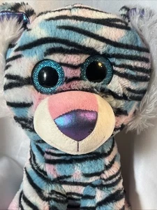 Peluche Hug Fun 12" Tigre Viola Blu Peluche Iridescente Glitter Occhi - Foto 1 di 15