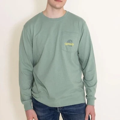 Carhartt Men's Relaxed Fit Long-Sleeve Graphic T-Shirt Green Size 2XL Tall NWT - Image 1 of 4
