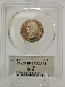 2004-S SILVER QUARTER 25c - PCGS PR69 DEEP CAMEO - IOWA - Picture 1 of 2