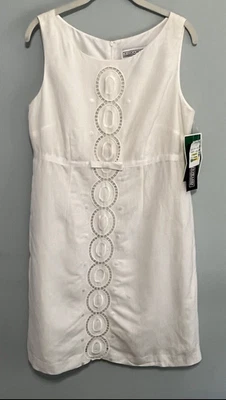 Vestido Jessica Howard bordado blanco roto sin mangas mezcla de lino talla 12 Foto 1 de 4