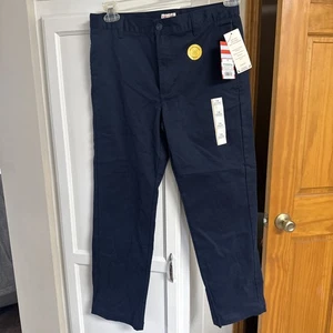 Cat & Jack Boys' Straight Fit Uniform Pants - Blue Sz 16 Reinforced Knee Adjust - Picture 1 of 7