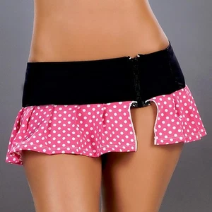 Minigonna corta 5001 rosa fucsia a pois abbigliamento danza club rullo Rave S M L - Foto 1 di 11