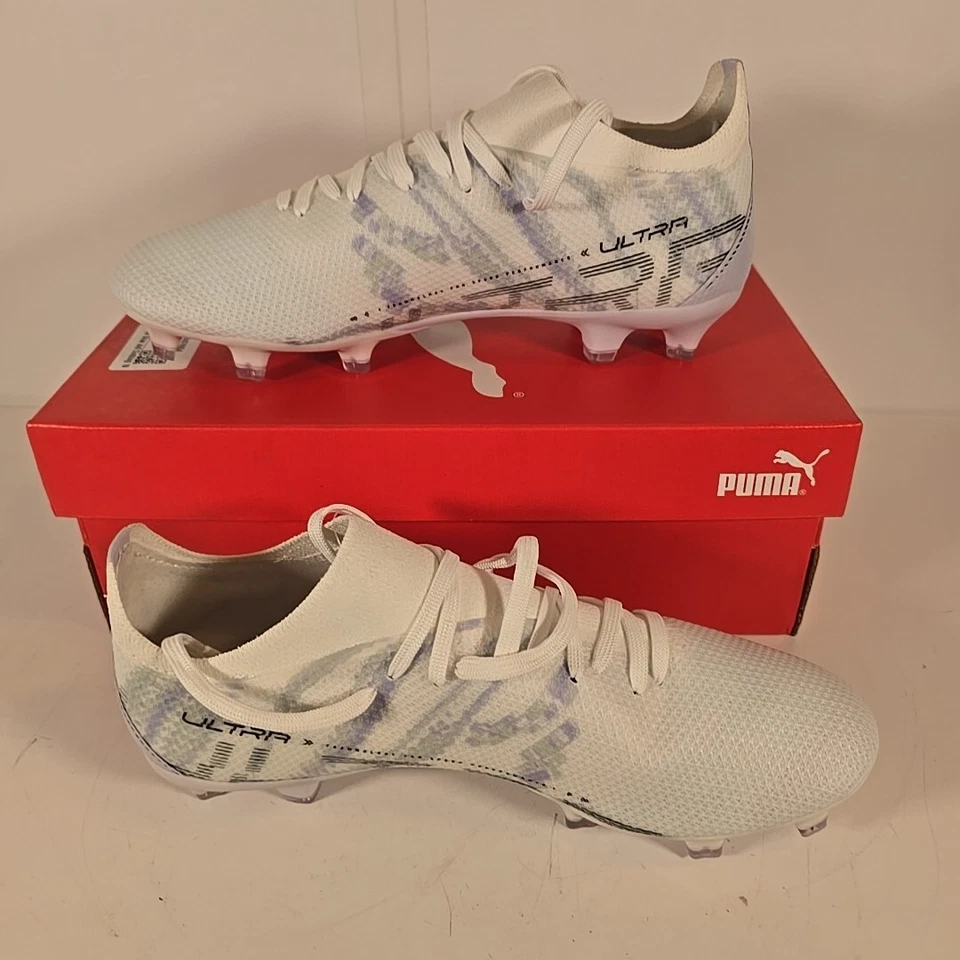 Puma Women Ultra Match Brilliance 107405-01 FG AG Soccer Cleats Wht/Blk/Lav Sz 6