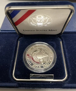 2002-W U.S. Military Academy Bicentennial Silver Dollar PROOF w/ CASE + COA - Picture 1 of 3