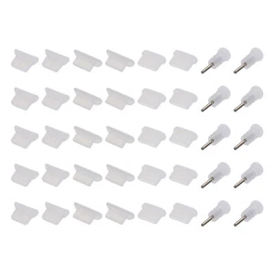 40pcs Phone Port Duct Cover Plugs Caps, USB C/Micro USB/3.5mm Audio Jack, White - Zdjęcie 1 z 7