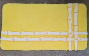 Vtg Mid Century California Miami Modern Sun Yellow Hand-Hooked Rya Rug FREEUSHIP - Picture 1 of 7