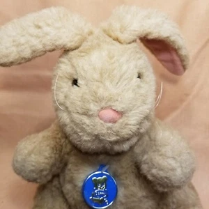 Vintage 1983 Dakin Tan Pink Bunny Rabbit Stuffed Plush 9" Blue Plastic Hang Tag - Picture 1 of 9