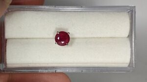 One Single Ruby Pigeon Blood Red Stud Earring NEW 14K WG 4.0mm .33ct Man Mens