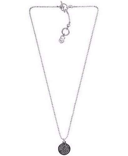 Collana Michael Kors tono argento nero pavè sfera di cristallo pendente MKJ2270 $125