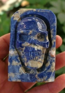 275g CRISTAL DE CUARZO AZUL SODALITA NATURAL Tallar Cráneo CURACIÓN 1 - Imagen 1 de 8