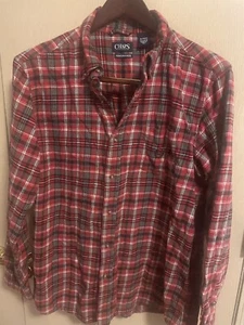 Chaps Mens Size XL Performance Red Flannel Plaid Button Down Shirt.           C2 - Picture 1 of 6