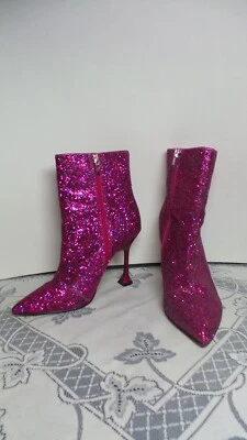 Botas de tacón bajo al tobillo MARC FISHER rosa fucsia brillante 7,5 Foto 1 de 4