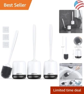Effortless Cleaning 3 Pack Toilet Brush Set with Ventilated Holder & Long Handle - Picture 1 of 9