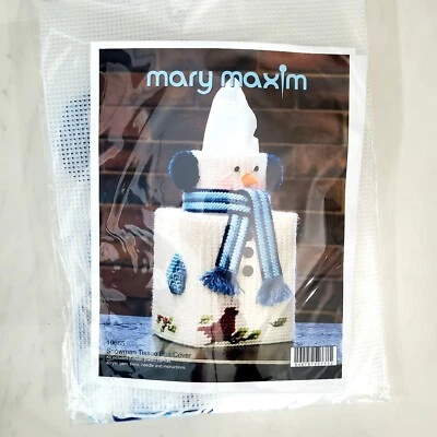 Mary Maxim Snowman Tissue Box Cover Plastic Canvas Kit  - Image 1 of 3