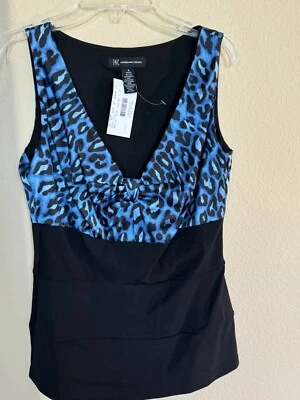 INC Women's Size 4 Brown Animal Print Sleeveless Silk Top - Изображение 1 из 4