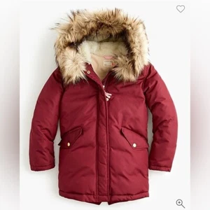 J. Crew Girls fishtail parka size 12 years PrimaLoft winter coat jacket burgundy - Picture 1 of 13
