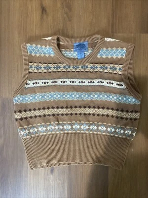 Sweater Vest Vintage Cambridge Dry Goods Medium Brown Cotton And Wool - Image 1 of 3