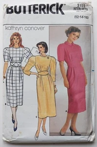 80s Vtg Butterick 3159 Puff Sleeve Dress Sewing Pattern Sz 12-16 Kathryn Conover - Picture 1 of 3