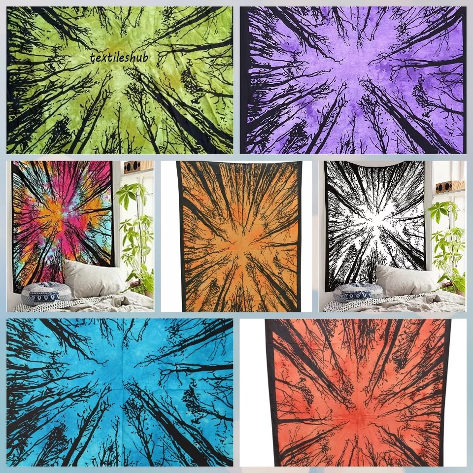 Indian Forest Locust Tree Wall Hanging Tapestries Bedspread Decorative Tapestry - Image 1 of 1