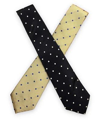 Hathaway Ties Lot of (2) Tan and Navy Blue Polka Dot Mens 100% Silk Neckties GUC - Image 1 of 4
